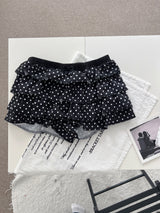 DOTINA Ruffle Dot Mini Pants Skirt (Black)