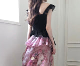 moulin rouge unbal frill long skirt