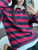 キュートカラーペティット👚ストライプロングスリーブTシャツ🎀❤💚3カラー