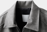 Wayne Vintage Crack Leather Zip-Up Jacket