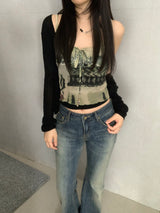 エベレット ボヘミアン ノースリーブ トップ