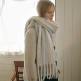 【Set】Multi Stripe Muffler + 2Way Knit Gloves
