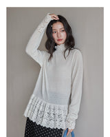 Romance Lace High-neck Knit Top