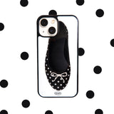 [Glass] black dot shoes case 