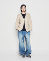 25FW V NECK SOLID CARDIGAN BEIGE