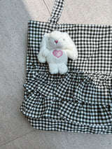 Black frill-check shoulder bag 