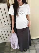 Neiro Cotton Dot Maxi Long Skirt