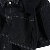 reverse terry pocket denim shortsleeve shirt_black