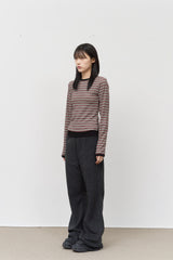 (W) Candy Fleece Striped Top