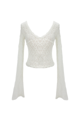 V-neck crop lace T (3color)