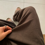 No-Mace Back Banding Two-Tuck Linen Wide Pants