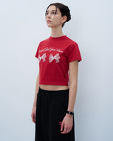 ツインリボンクロップTシャツ　レッド