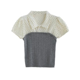 Diel Cable Knit Combo Blouse
