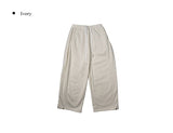 Flan Boa Fur Side Pintuck Snap Wide Pants
