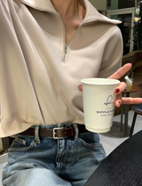 [Lè made] リメイドエブリーハーフジップアップスウェットシャツ / 4 カラーズ