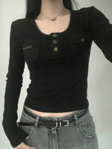 Two-Pocket Slim Button Tee