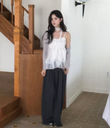 [ dewy ver 2 ]  airy duoble - frill chiffon bl  ( tie set ) 
