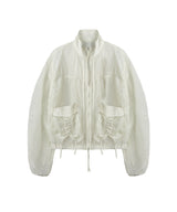 SHIRRING SEE THROUGH WIND JACKET (LIGHT GREEN)