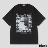 Happy picture printing short sleeve t-shirt