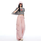 Milk Tea Beige Big-Pocket Wide Cargo Pants