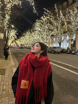 レザーパッチショール / leather patch shawl