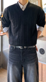スポークンワイドブラックデニムパンツ (S, M, L, XL, 2XL)