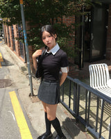 Check wrap skirt pants (belt set)
