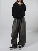 (UNISEX) ツイストストライプデニムパンツ