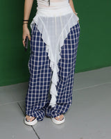 Checked around wide pants