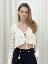 LACE STRAP CARDIGAN / BLACK