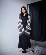 UNISEX ボーダーシャギーカーデ