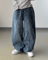 Reverse curved cut denim