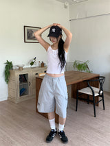 SIDE SHIRRING BUTTON SLEEVELESS (3C)
