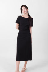 Off-Shoulder Slit Long Onepiece Black