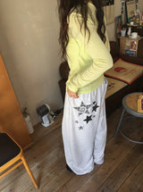 [unisex] ラカーニスタープリンティングバンディングワイドパンツ