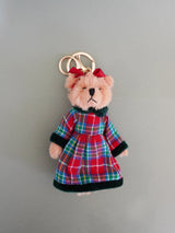Christmas Teddy Bear Keyring - Check Dress
