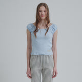 Puff U-neck T-shirt (Blue)