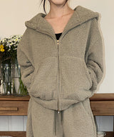 [SET UP가능] sheep hair overfit hood zip up(4color)