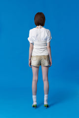 コレクションダメージショートデニムパンツ (ベージュ)