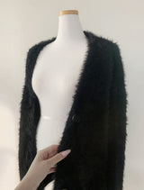 Katsumi Loose-Fit Fur Cardigan (Black)
