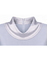 [PRE-FALL] Lune High Neck Satin Shawl Puff Sleeve Knit Top Ivory