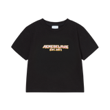 25SS FLAME LOGO SHORT CROP SLEEVE T-SHIRT BLACK