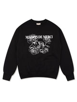 UNISEX Rose Embossedブラウス レギュラーフィット スウェットシャツ ブラック (FCF1TS328M)