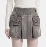 Miley Washed Cargo Pleats Skirt