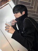 ブラックデニムニットジャケット