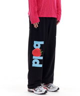 BOLD STRAWBERRY SWEAT PANTS (BLACK)