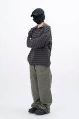 Juk Collar Stripe Pigment Long Sleeve T-Shirt