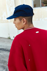 LINE STUD BASEBALL JACKET - RED