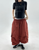 NYLON PARACHUTE BERMUDA PANTS❤🖤🩶💚