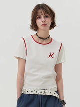 GRAPHIC RINGER T-SHIRT - WHITE